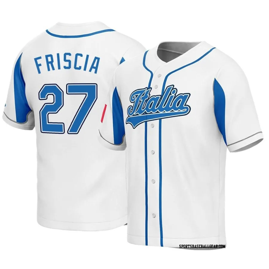 Vito Friscia Youth Italy Baseball White Replica 2023 World Baseball Classic Jersey