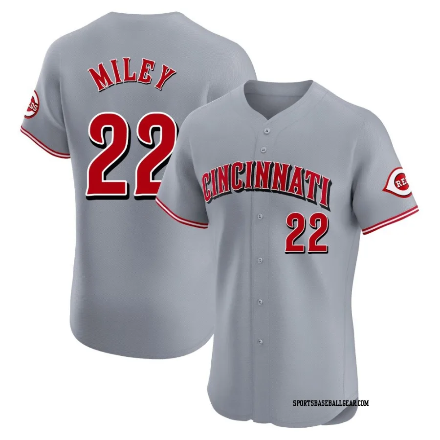 Wade Miley Men's Cincinnati Reds Gray Elite Road Jersey