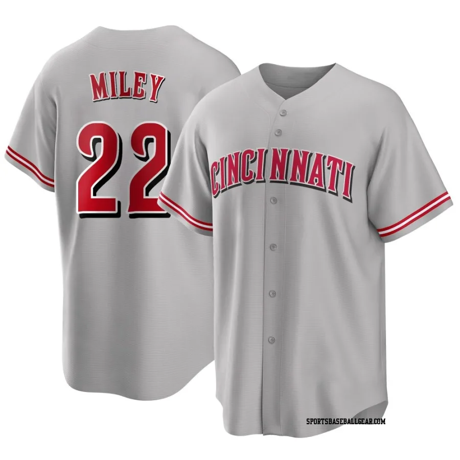 Wade Miley Men's Cincinnati Reds Gray Replica Road Jersey