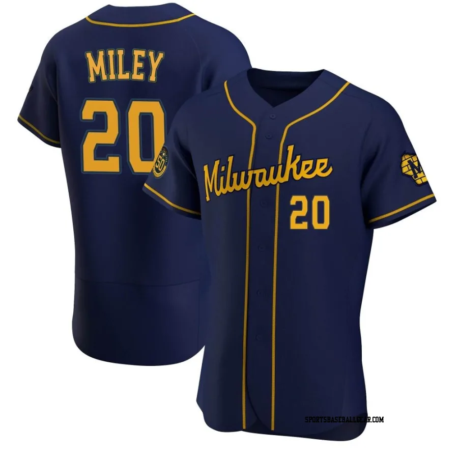 Wade Miley Men's Milwaukee Brewers Navy Authentic Alternate Jersey