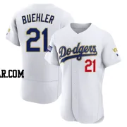 Walker Buehler Men's Los Angeles Dodgers White/Gold Authentic 2021 Gold Program Player Jersey