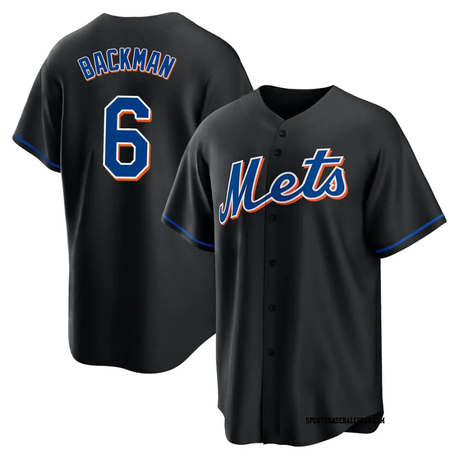 Wally Backman Men's New York Mets Black Replica 2022 Alternate Jersey