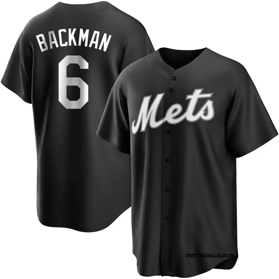 Wally Backman Men's New York Mets Black/White Replica Jersey