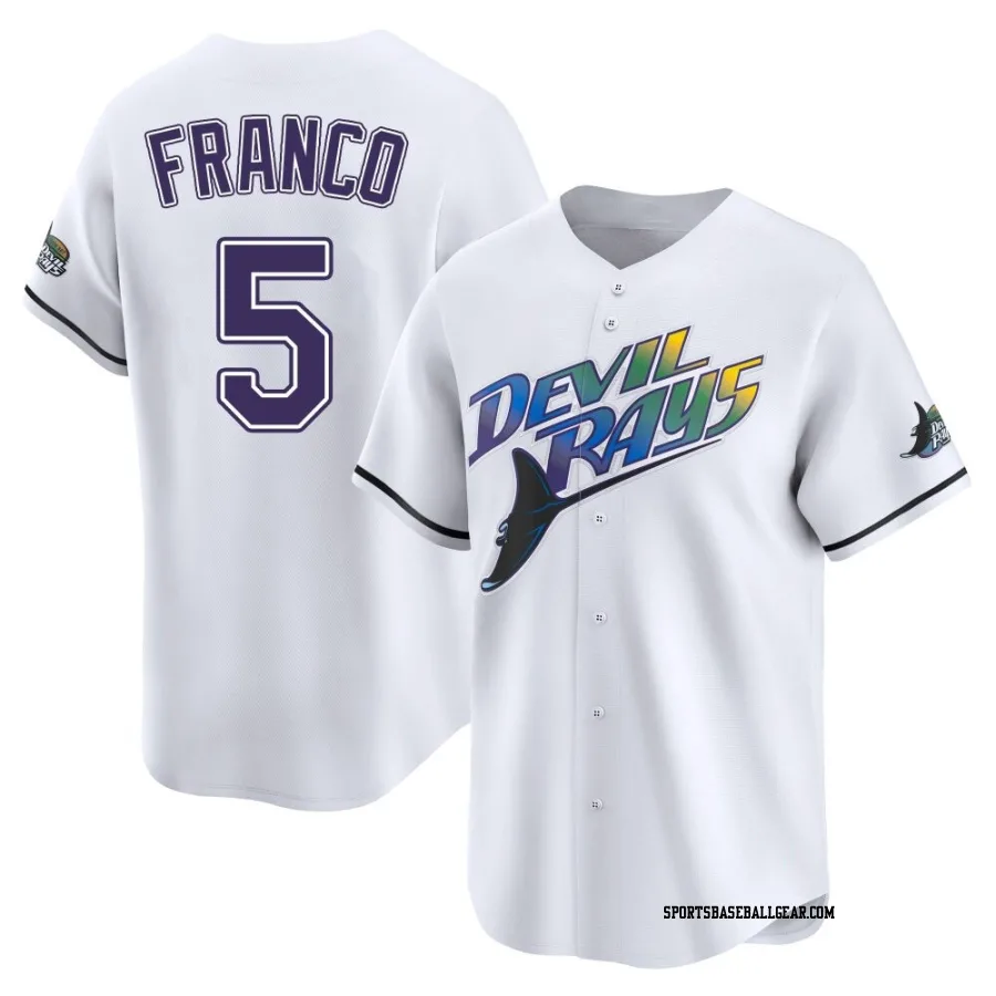 Wander Franco Men's Tampa Bay Rays White Limited Throwback Cooperstown Jersey
