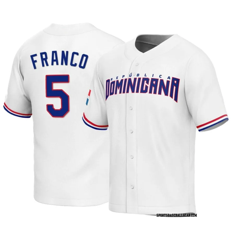 Wander Franco Youth Dominican Republic Baseball White Replica 2023 World Baseball Classic Jersey