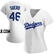 Wander Suero Women's Los Angeles Dodgers White Replica Home Jersey