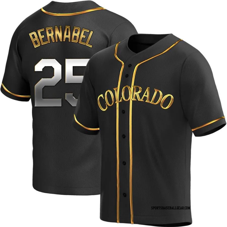 Warming Bernabel Men's Colorado Rockies Black Golden Replica Alternate Jersey