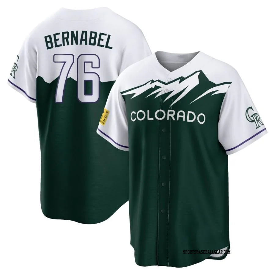 Warming Bernabel Men's Colorado Rockies Green Replica 2022 City Connect Jersey