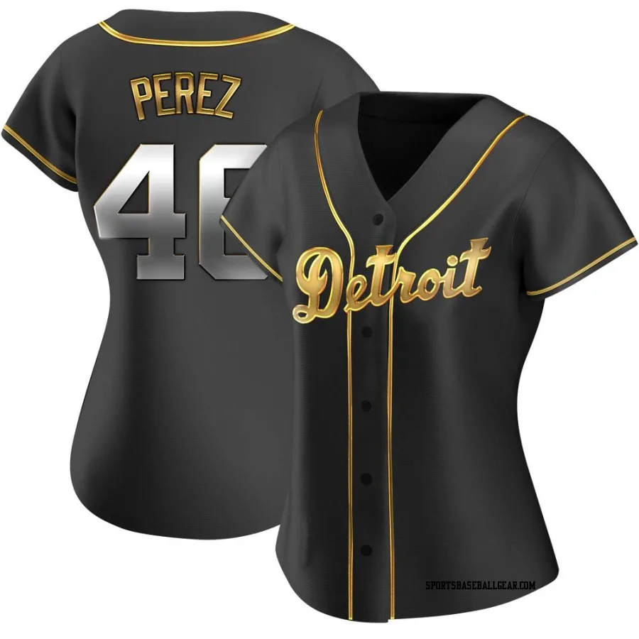 Wenceel Perez Women's Detroit Tigers Black Golden Replica Alternate Jersey