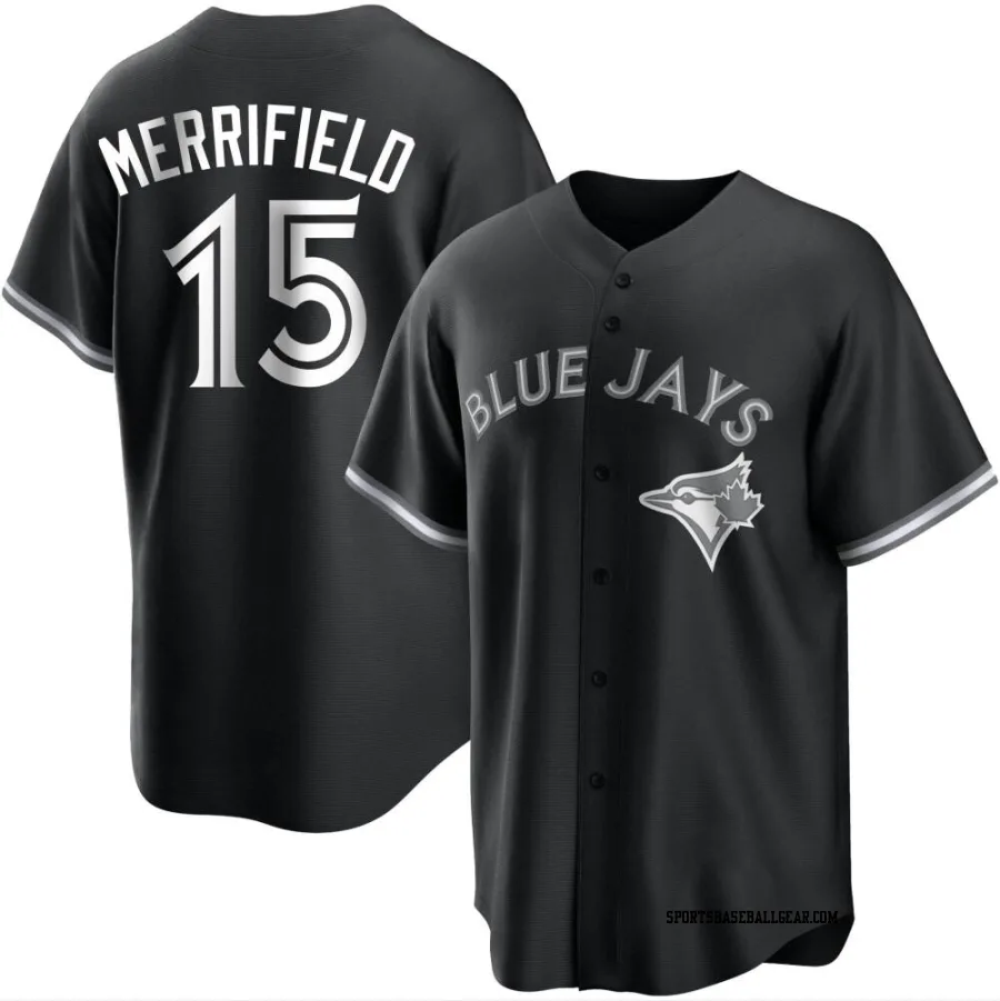 Whit Merrifield Men's Toronto Blue Jays Black/White Replica Jersey
