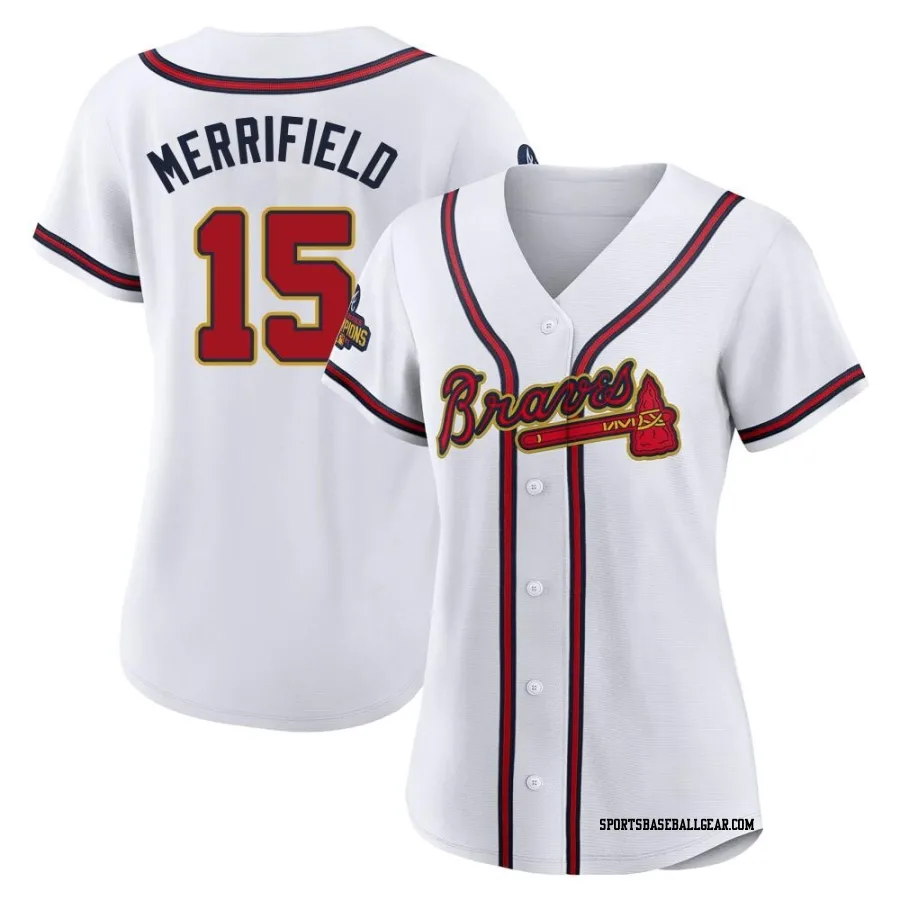 Whit Merrifield Women's Atlanta Braves Gold Replica White 2022 Program Jersey