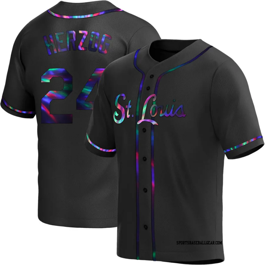 Whitey Herzog Men's St. Louis Cardinals Black Holographic Replica Alternate Jersey