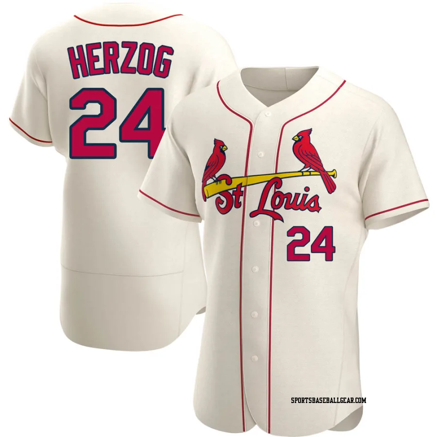 Whitey Herzog Men's St. Louis Cardinals Cream Authentic Alternate Jersey