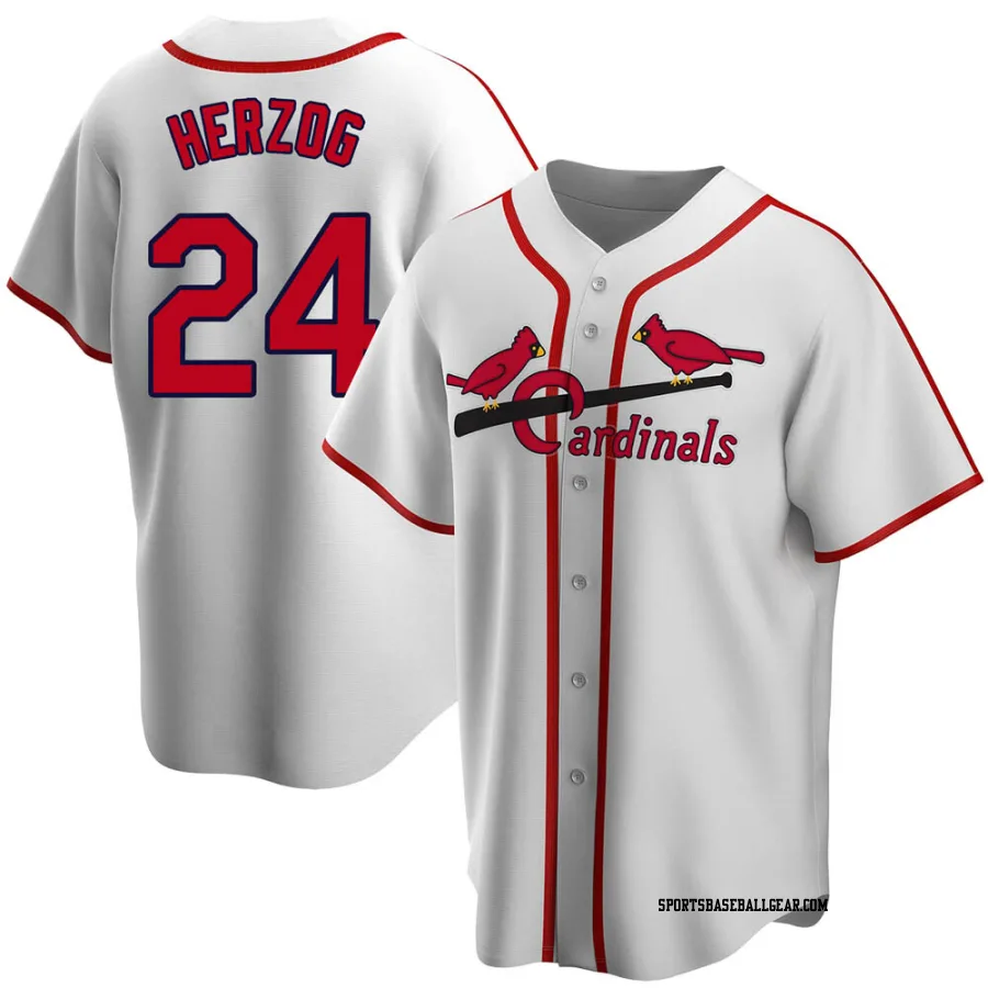 Whitey Herzog Men's St. Louis Cardinals White Home Cooperstown Collection Jersey