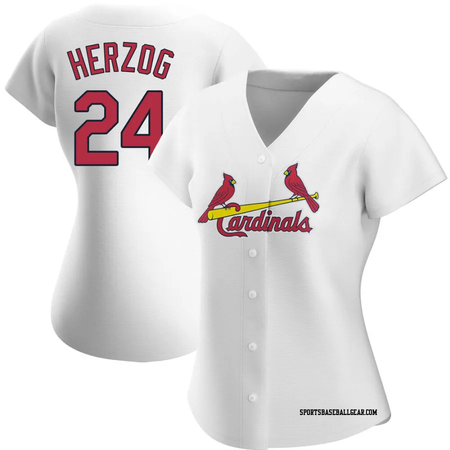 Whitey Herzog Women's St. Louis Cardinals White Replica Home Jersey