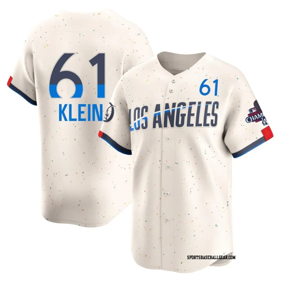 Will Klein Men's Los Angeles Dodgers Cream Limited 2024 City Connect World Series Champions Jersey