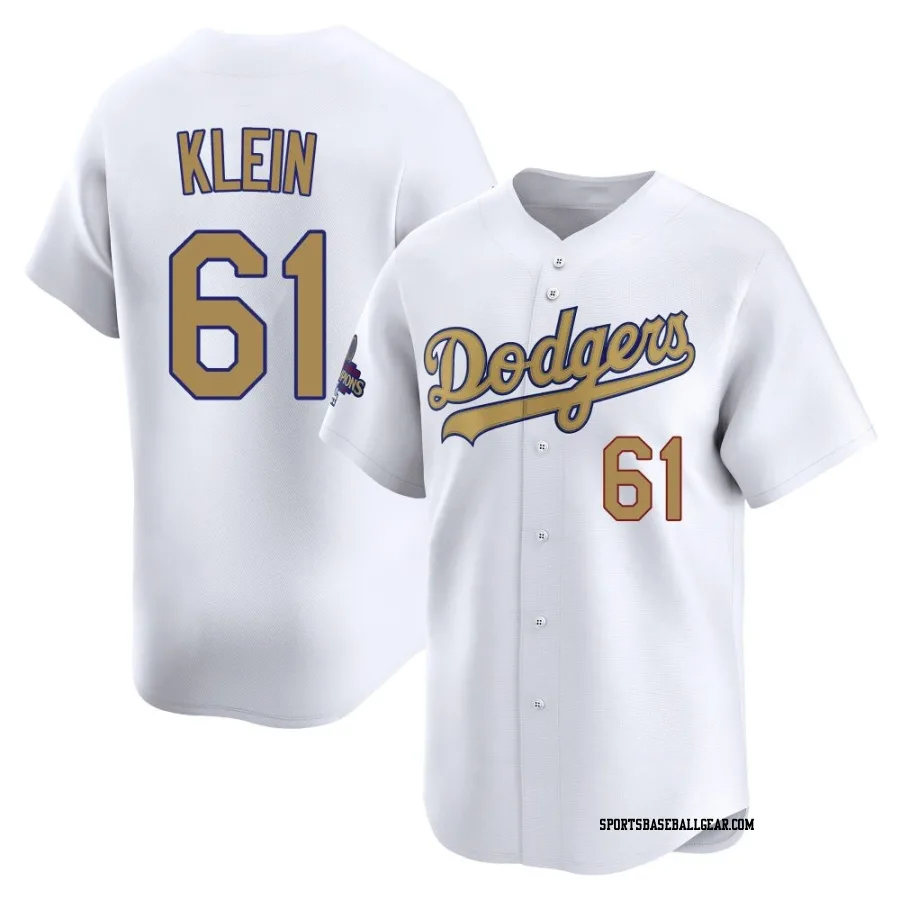 Will Klein Men's Los Angeles Dodgers Gold Limited White 2025 Collection Jersey