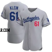Will Klein Men's Los Angeles Dodgers Gray Authentic Away Official 2024 World Series Champions Jersey