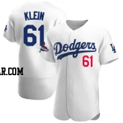 Will Klein Men's Los Angeles Dodgers White Authentic Home Official 2024 World Series Champions Jersey