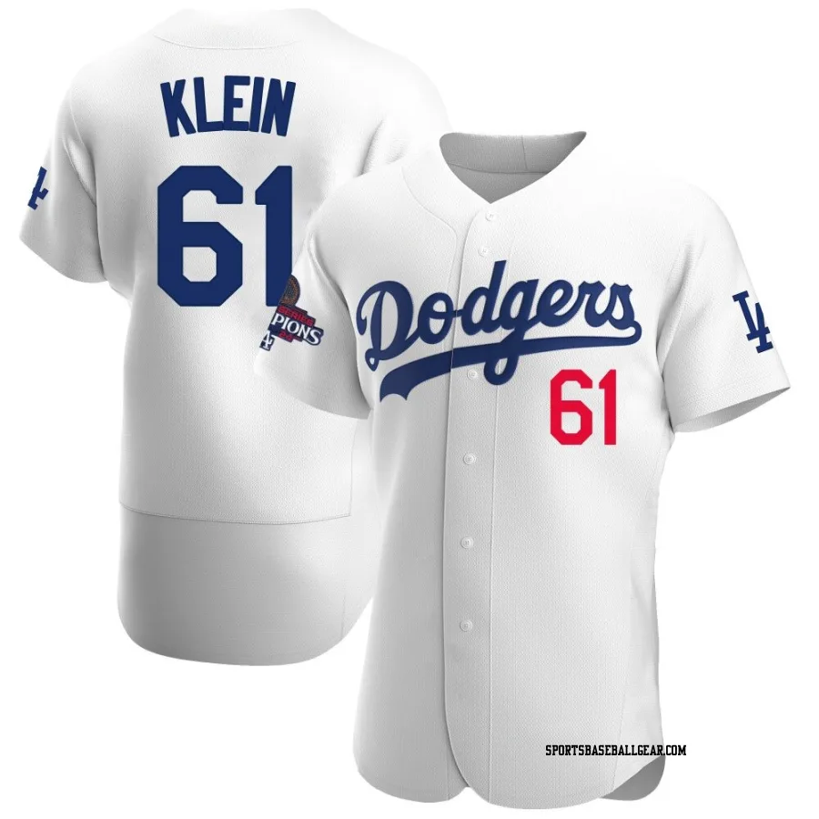 Will Klein Men's Los Angeles Dodgers White Authentic Home Official 2024 World Series Champions Jersey