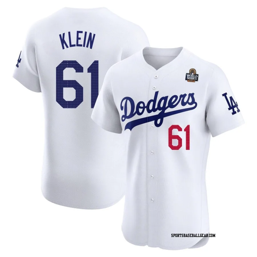 Will Klein Men's Los Angeles Dodgers White Elite Home 2024 World Series Jersey