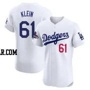 Will Klein Men's Los Angeles Dodgers White Elite Home World Series Champions Jersey