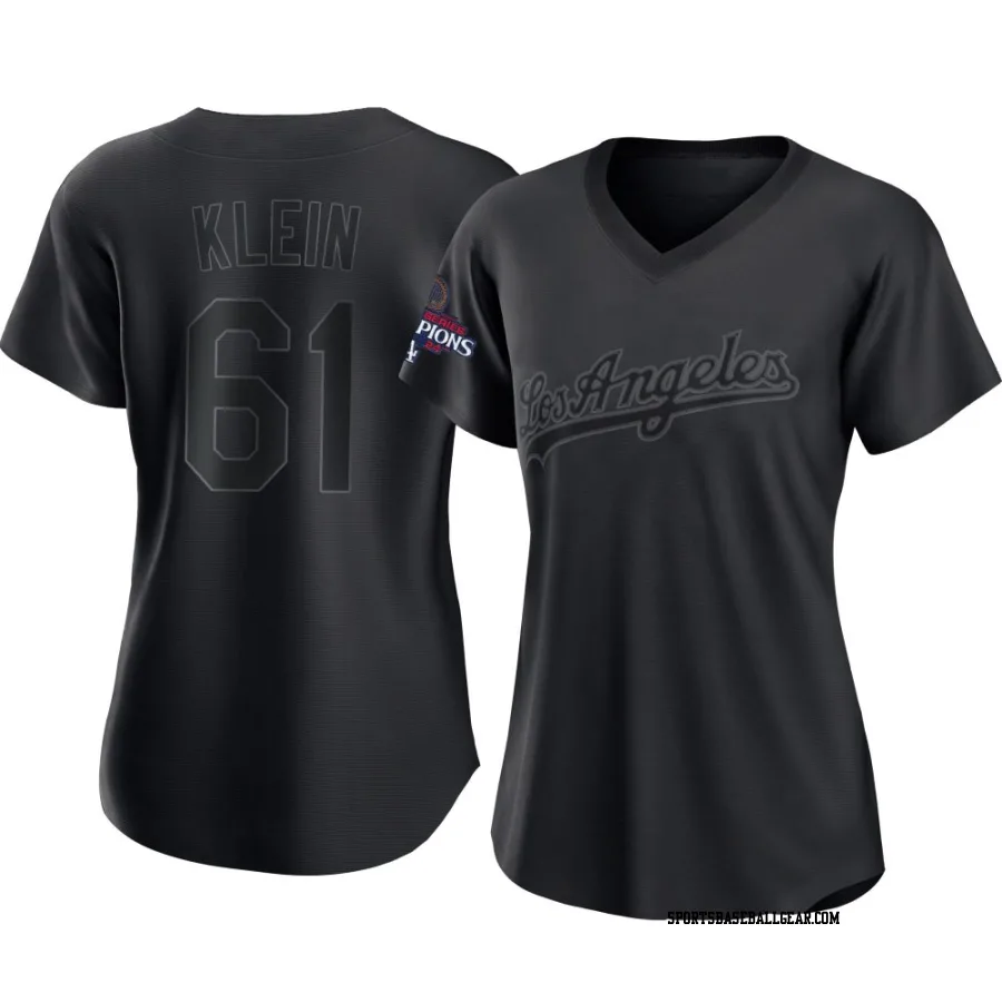 Will Klein Women's Los Angeles Dodgers Black Authentic Pitch Fashion 2024 World Series Champions Jersey