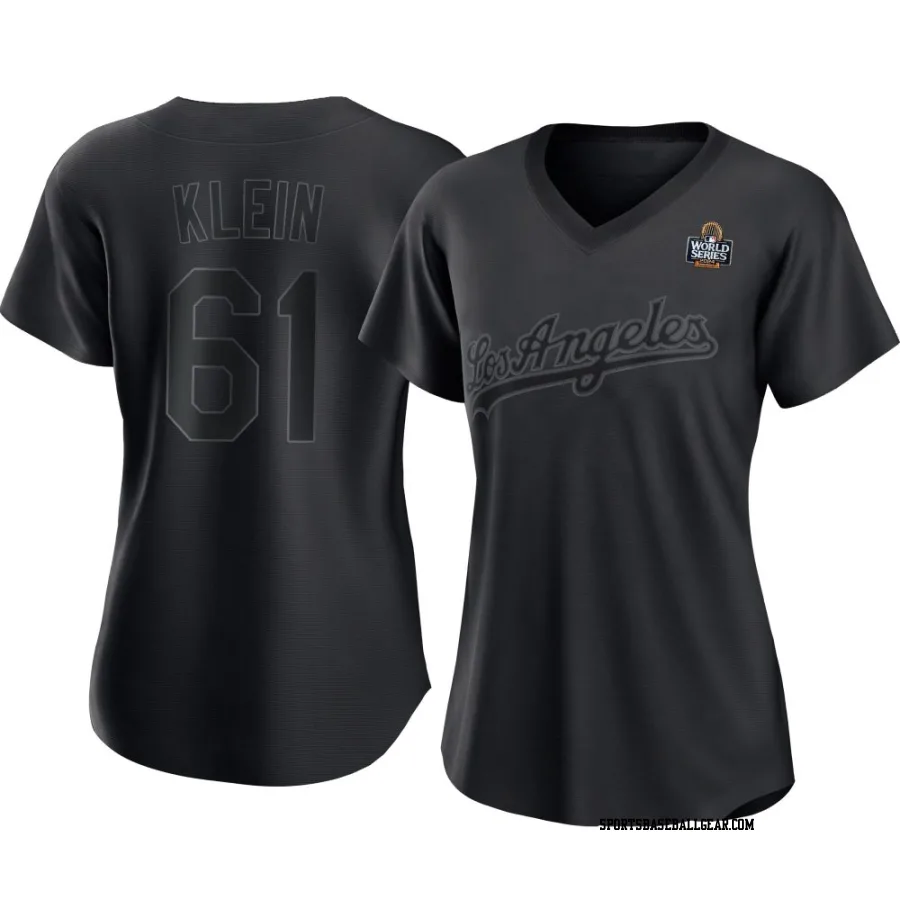Will Klein Women's Los Angeles Dodgers Black Replica Pitch Fashion 2024 World Series Jersey