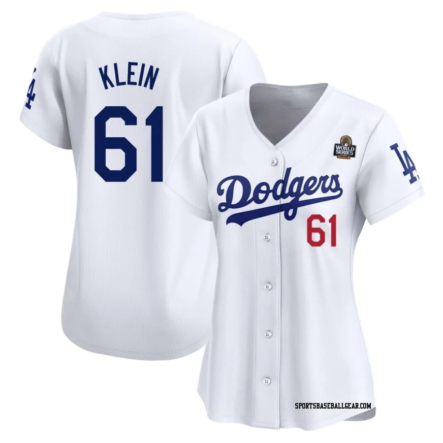 Will Klein Women's Los Angeles Dodgers White Limited Home 2024 World Series Jersey
