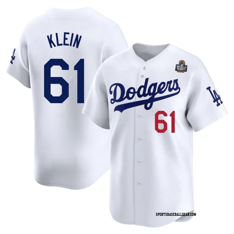 Will Klein Youth Los Angeles Dodgers White Limited Home 2024 World Series Jersey