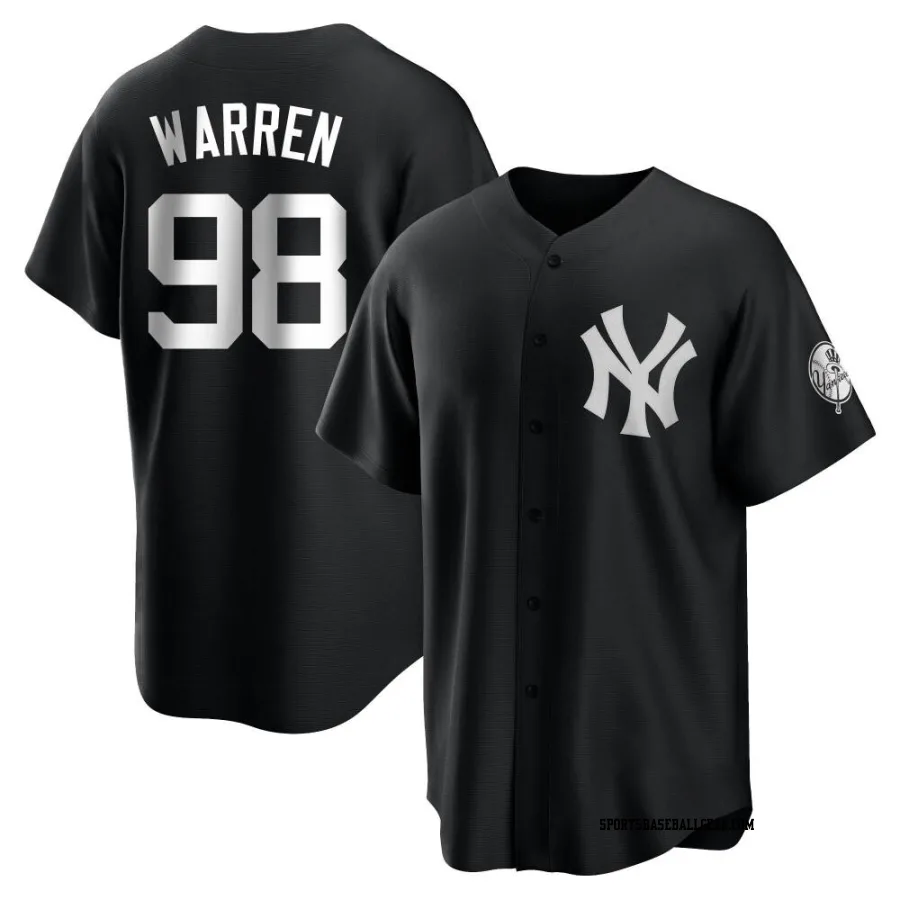 Will Warren Men's New York Yankees Black/White Replica Jersey