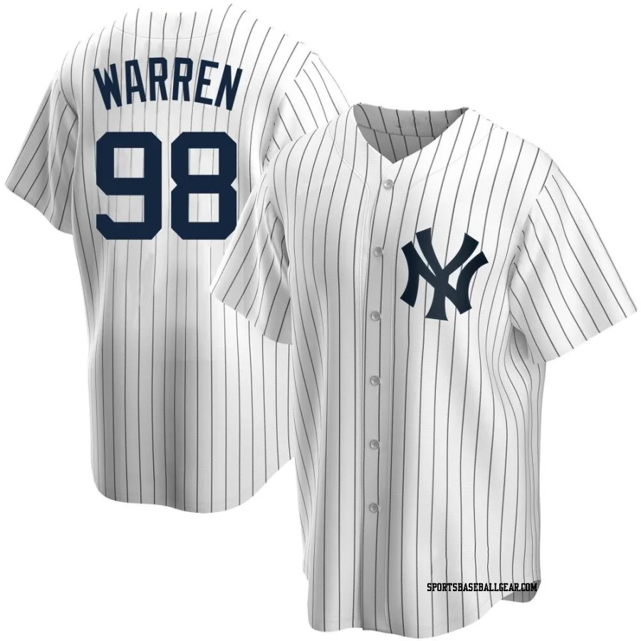 Will Warren Men's New York Yankees White Replica Home Jersey