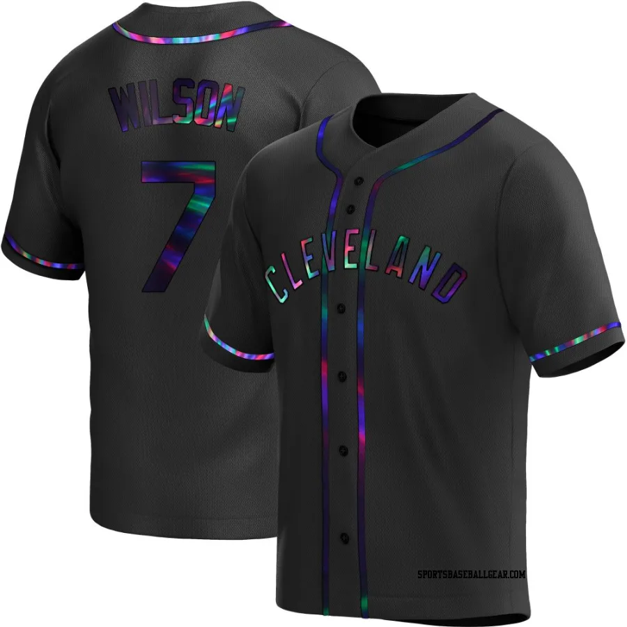 Will Wilson Men's Cleveland Guardians Black Holographic Replica Alternate Jersey