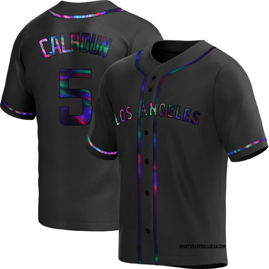 Willie Calhoun Men's Los Angeles Angels Black Holographic Replica Alternate Jersey