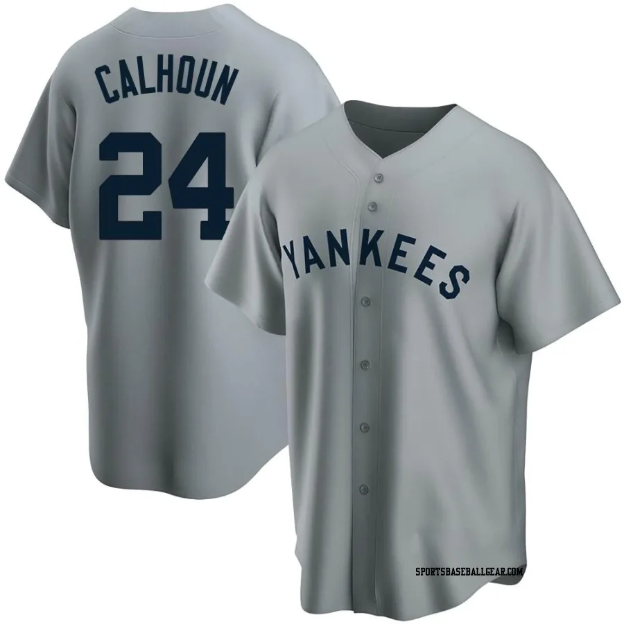 Willie Calhoun Men's New York Yankees Gray Replica Road Cooperstown Collection Jersey