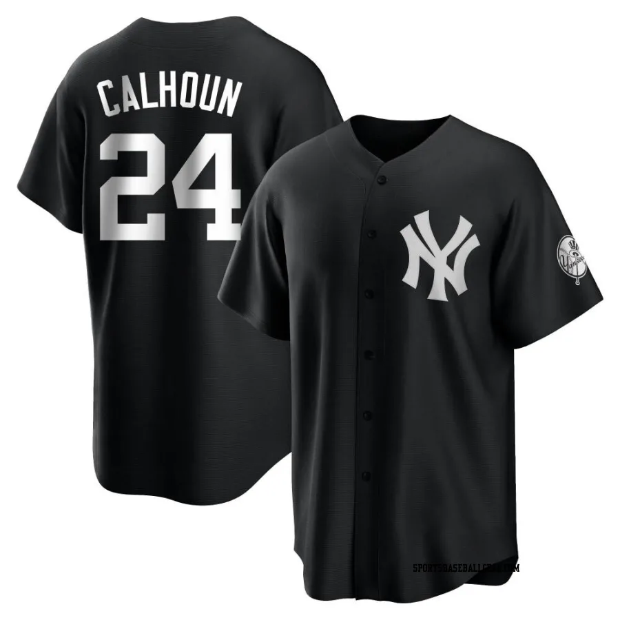 Willie Calhoun Youth New York Yankees Black/White Replica Jersey