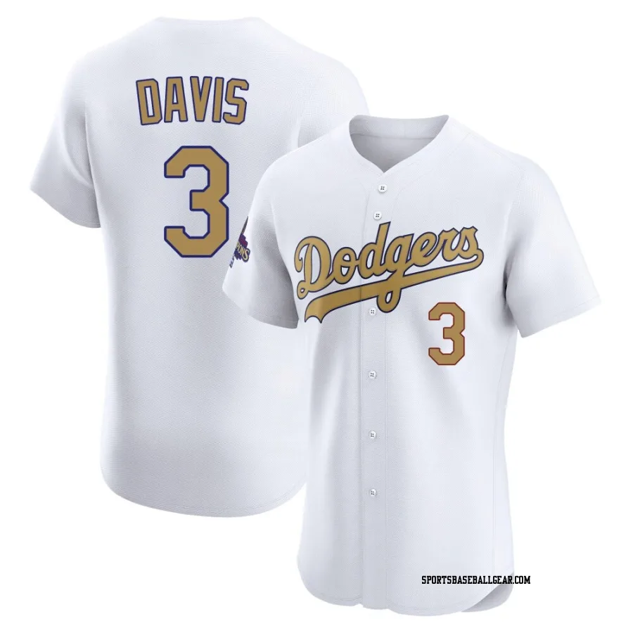 Willie Davis Men's Los Angeles Dodgers Gold Elite White 2025 Collection Jersey