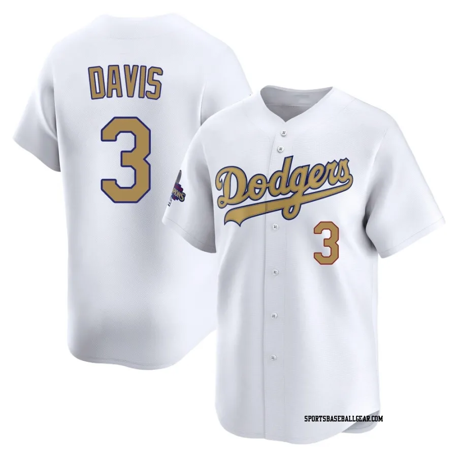 Willie Davis Men's Los Angeles Dodgers Gold Limited White 2025 Collection Jersey
