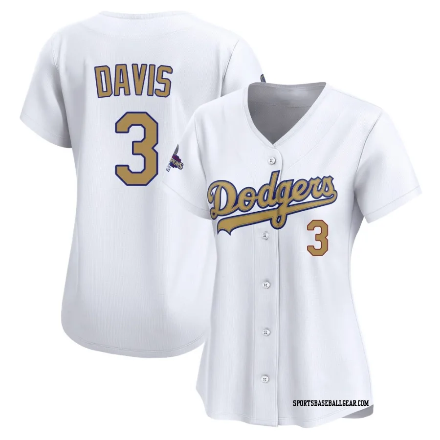Willie Davis Women's Los Angeles Dodgers Gold Limited White 2025 Collection Jersey