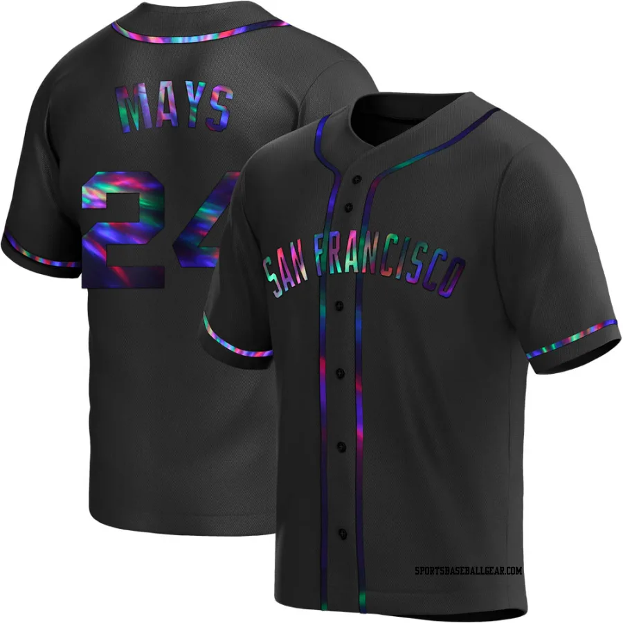 Willie Mays Youth San Francisco Giants Black Holographic Replica Alternate Jersey