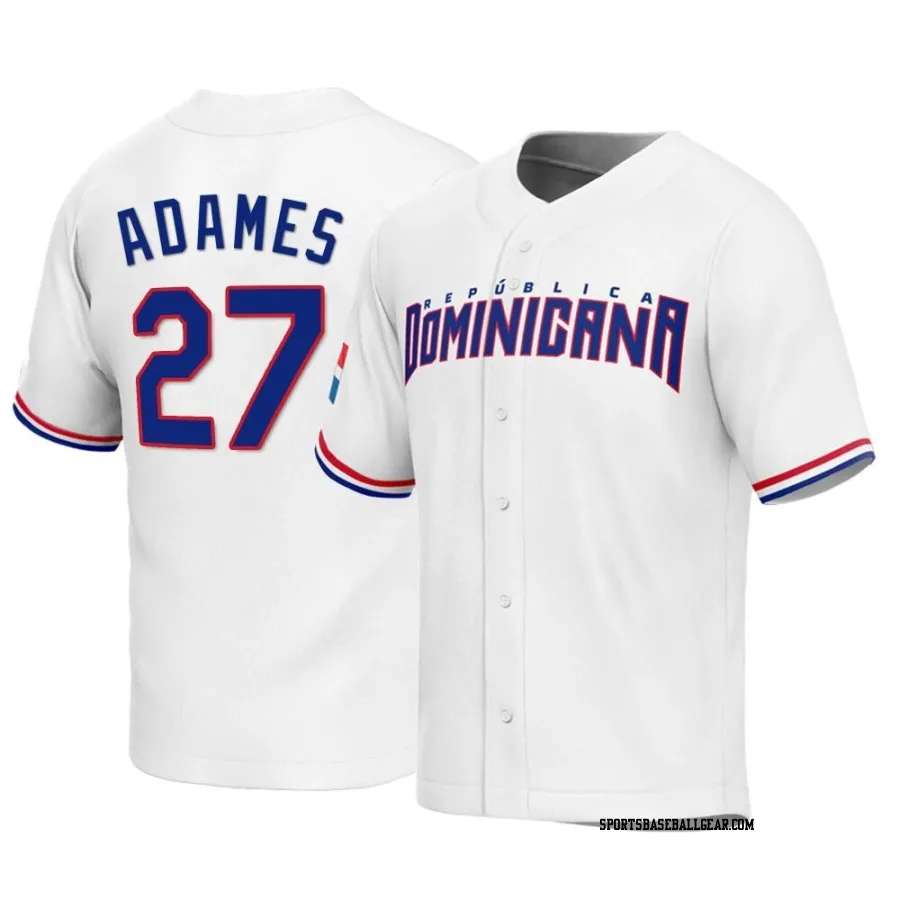 Willy Adames Youth Dominican Republic Baseball White Replica 2023 World Baseball Classic Jersey