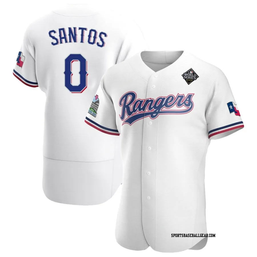 Winston Santos Men's Texas Rangers White Authentic Home 2023 World Series Jersey