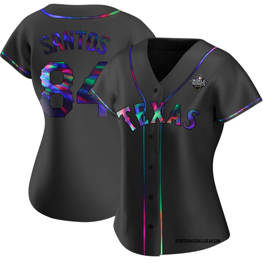 Winston Santos Women's Texas Rangers Black Holographic Replica Alternate 2023 World Series Jersey