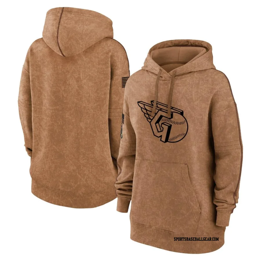 Women's Cleveland Guardians Brown 2023 Salute to Service Pullover Hoodie