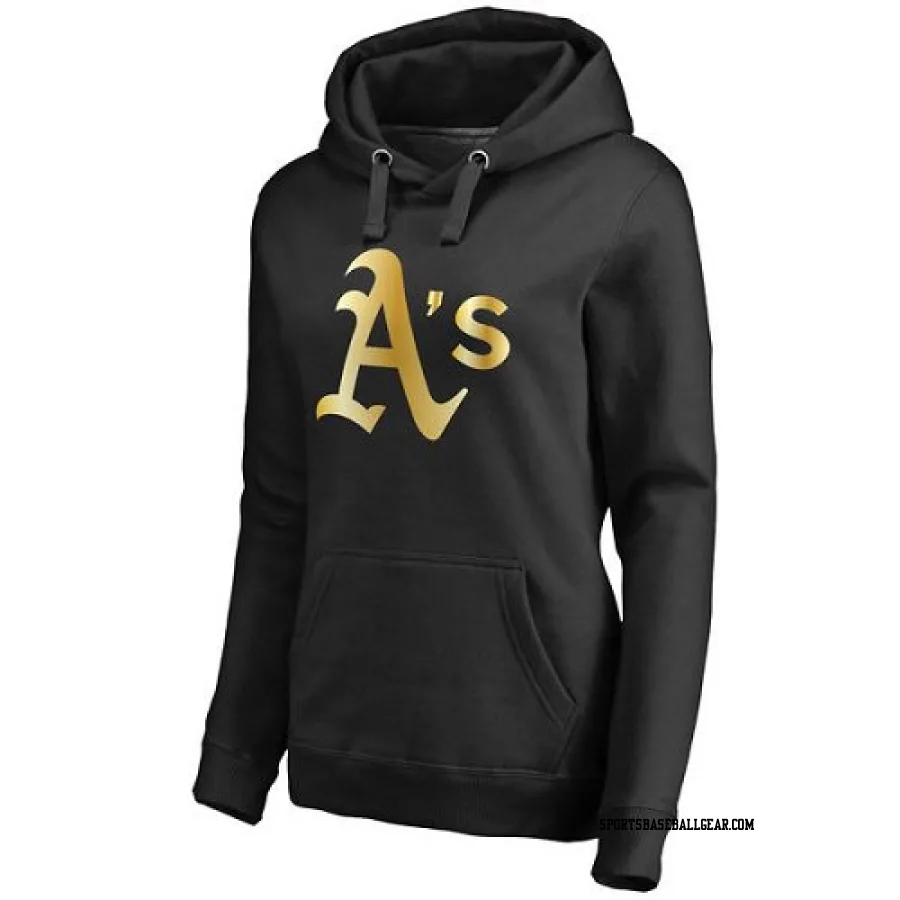 Women's Oakland Athletics Gold Collection Pullover Hoodie - Black