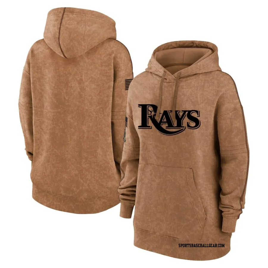 Women's Tampa Bay Rays Brown 2023 Salute to Service Pullover Hoodie