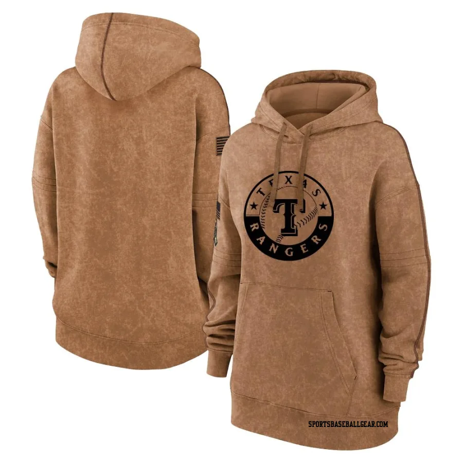 Women's Texas Rangers Brown 2023 Salute to Service Pullover Hoodie