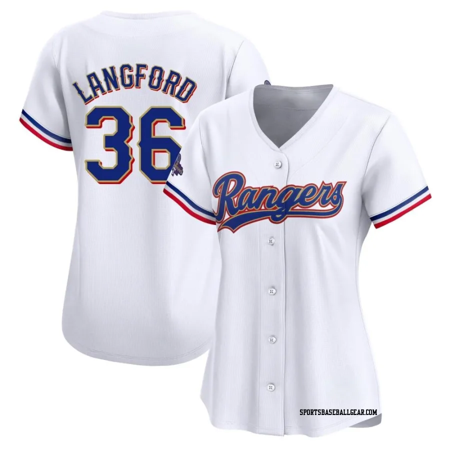 Wyatt Langford Women's Texas Rangers Gold Limited White 2024 Collection Jersey