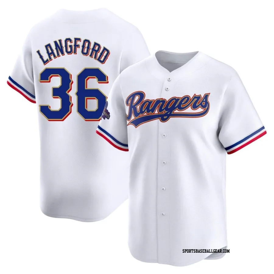 Wyatt Langford Youth Texas Rangers Gold Limited White 2024 Collection Jersey