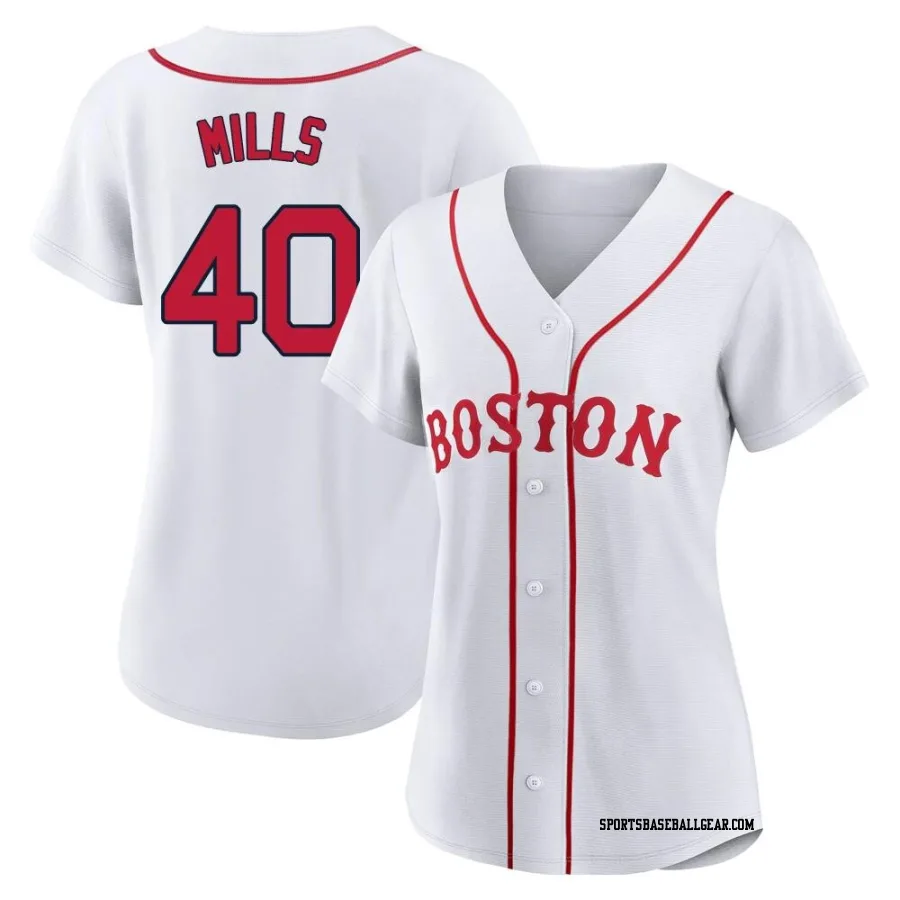 Wyatt Mills Women's Boston Red Sox White Authentic 2021 Patriots' Day Jersey